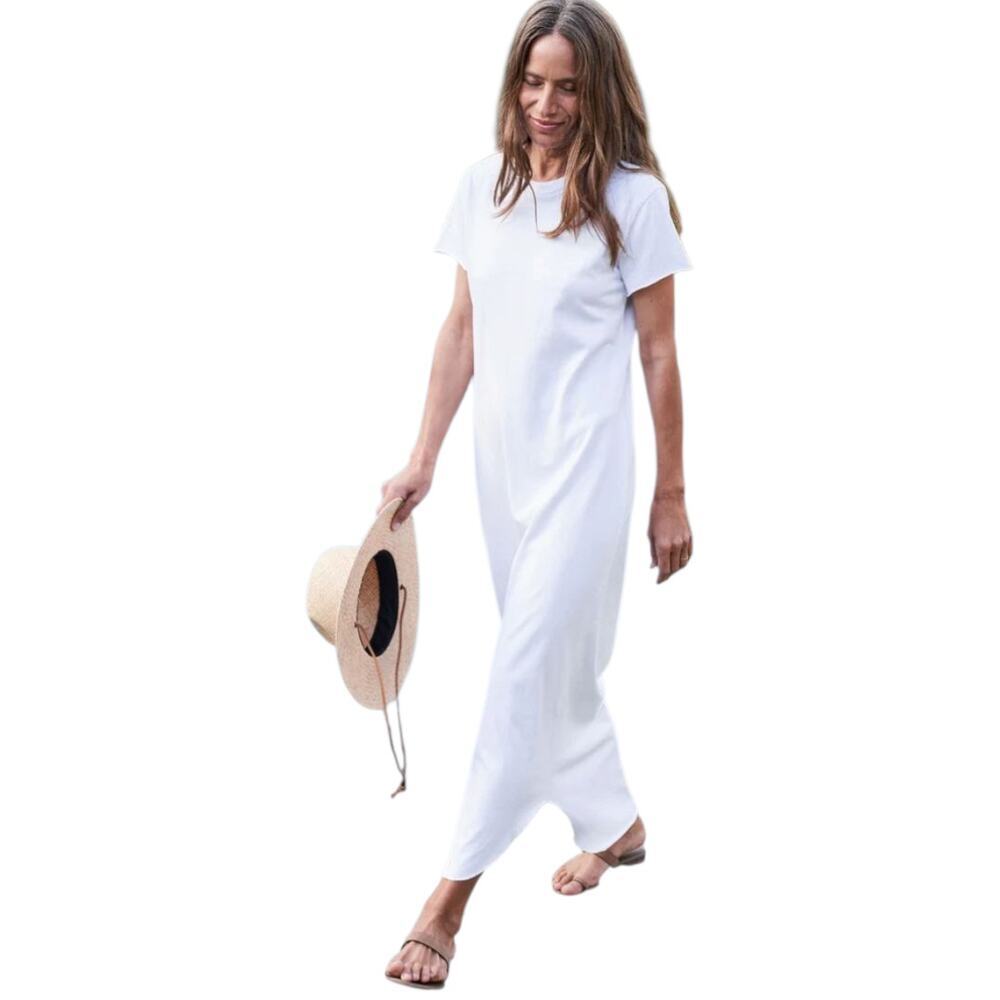 Frank & Eileen White Maxi T-Shirt Dress